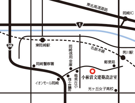 小林清文建築設計室の簡略地図